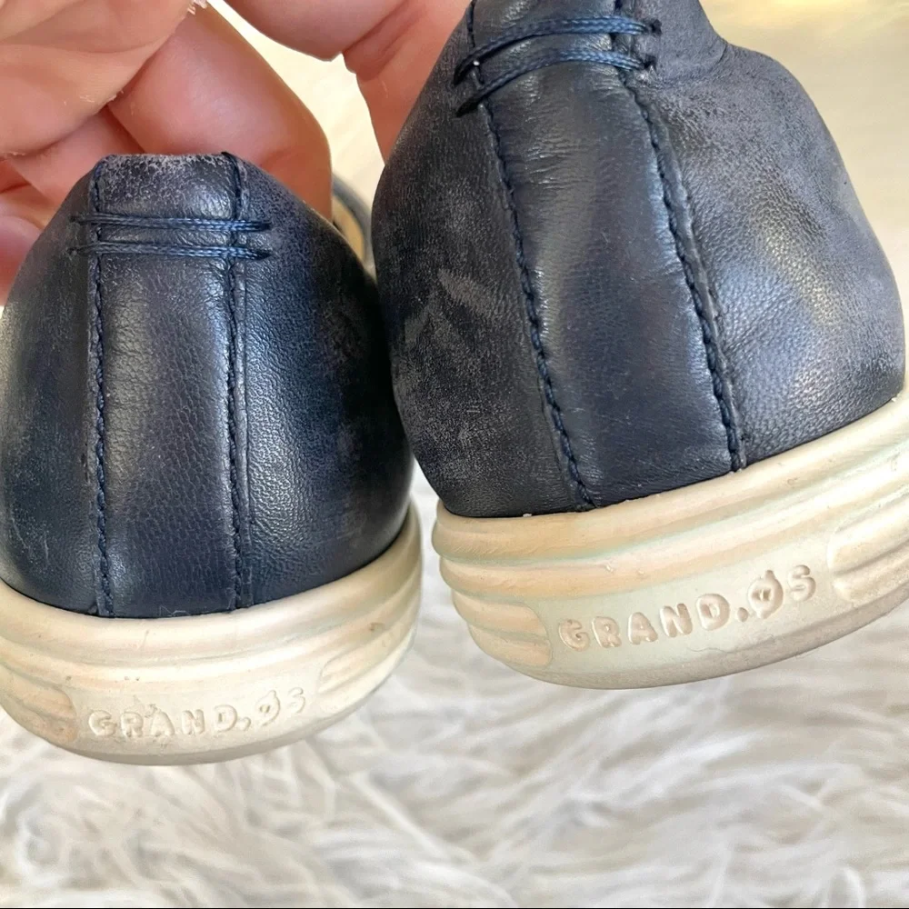 Cole Haan Grand OS Leather Lace Up Sneakers Blue Size 9 Mens Casual